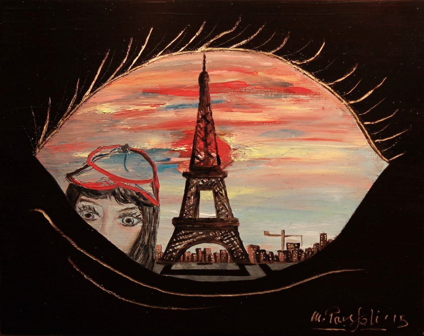 Gli occhi di Parigi (Les yeux de Paris) - 24x19 cm - olio su tavola - IconArt