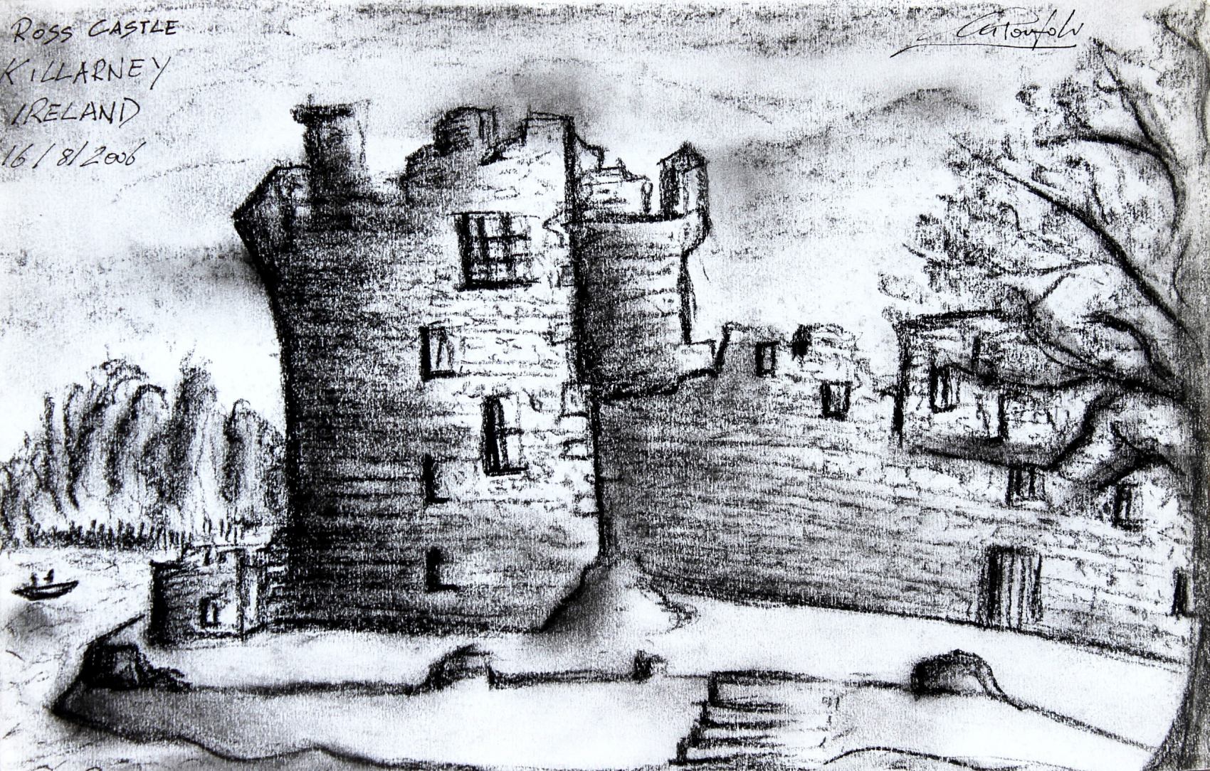 Irlanda, Ross Castle - Killarney 19,20 x 29,90 cm carboncino su carta