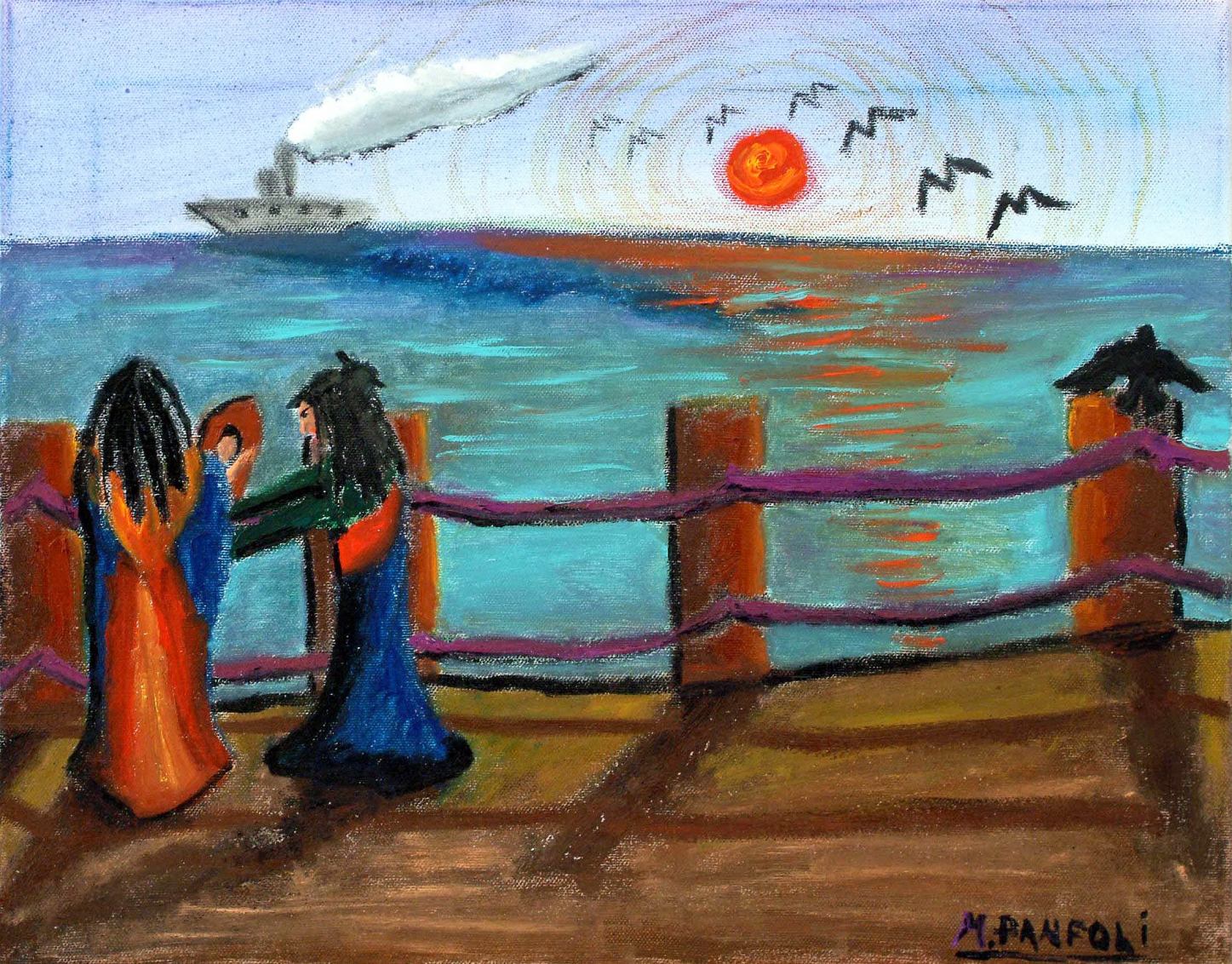 La Partenza 30 x 40 cm olio e gesso su tela (estemporaneo)