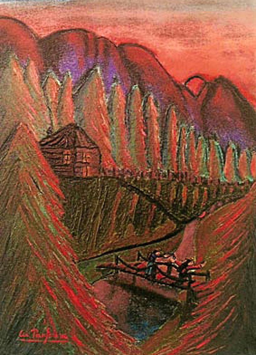 VINO ROSSO TRAMONTO 40 x 30 cm olio e gesso su tela