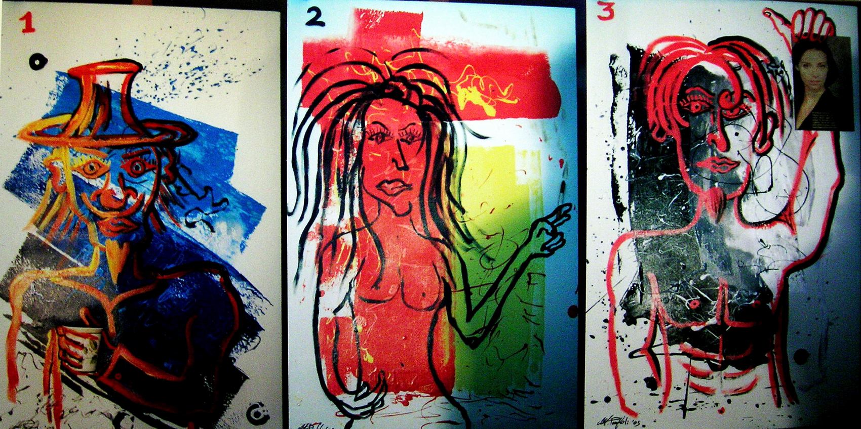 Bacco, Tabacco e Venere... 60x90 cm tecnica mista su tela (trittico)