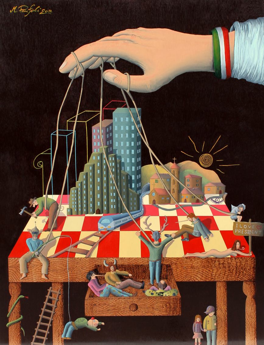 IL GRANDE BURATTINAIO 70 X 90 cm Acrilico e pirografo su tavola 2012