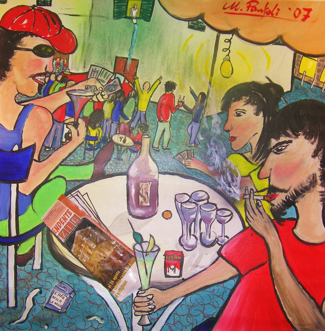 Overlookaffè 90 x 90 cm tecnica mista su tela