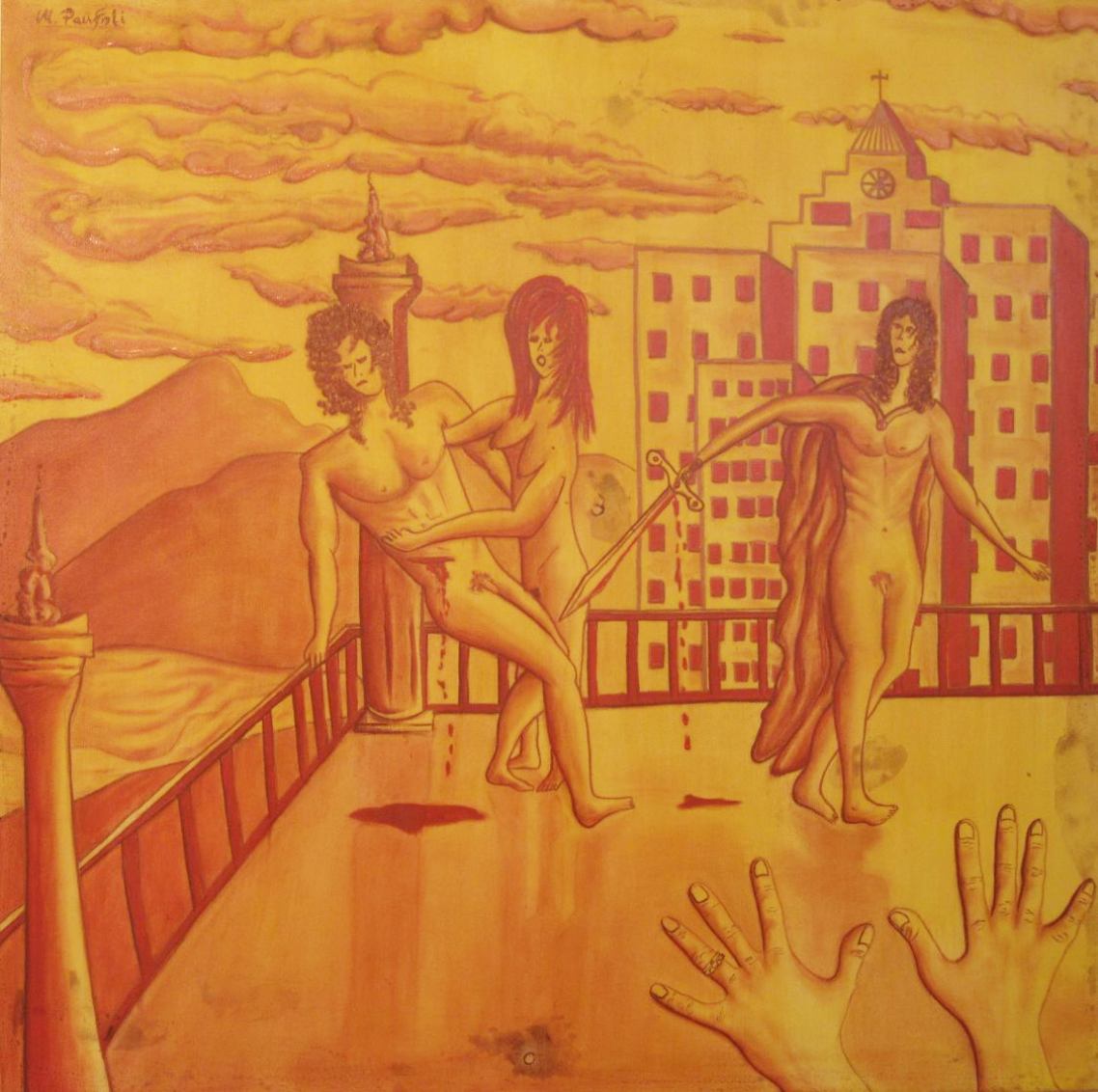IL DELITTO PASSIONALE 90 X 90 Cm - Olio su tela