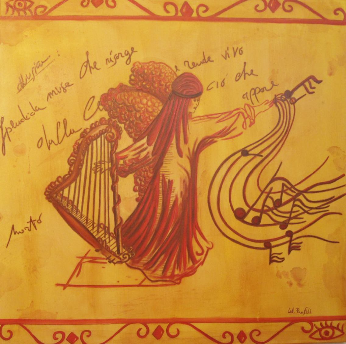 LA PASSIONE CREATIVA, MUSICA 90 X 90 Cm - Olio su tela