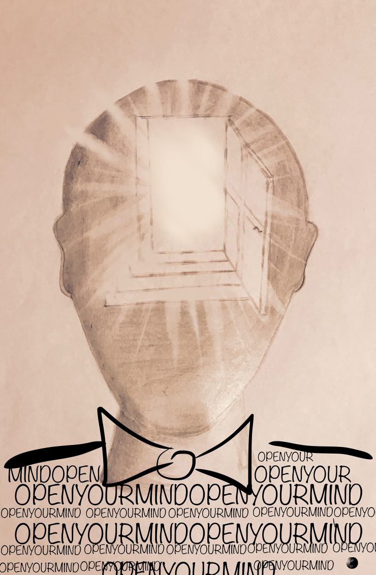 Open your mind -70x10 cm - opera grafica a tecnica mista stampata su lastra di alluminio - IconArt