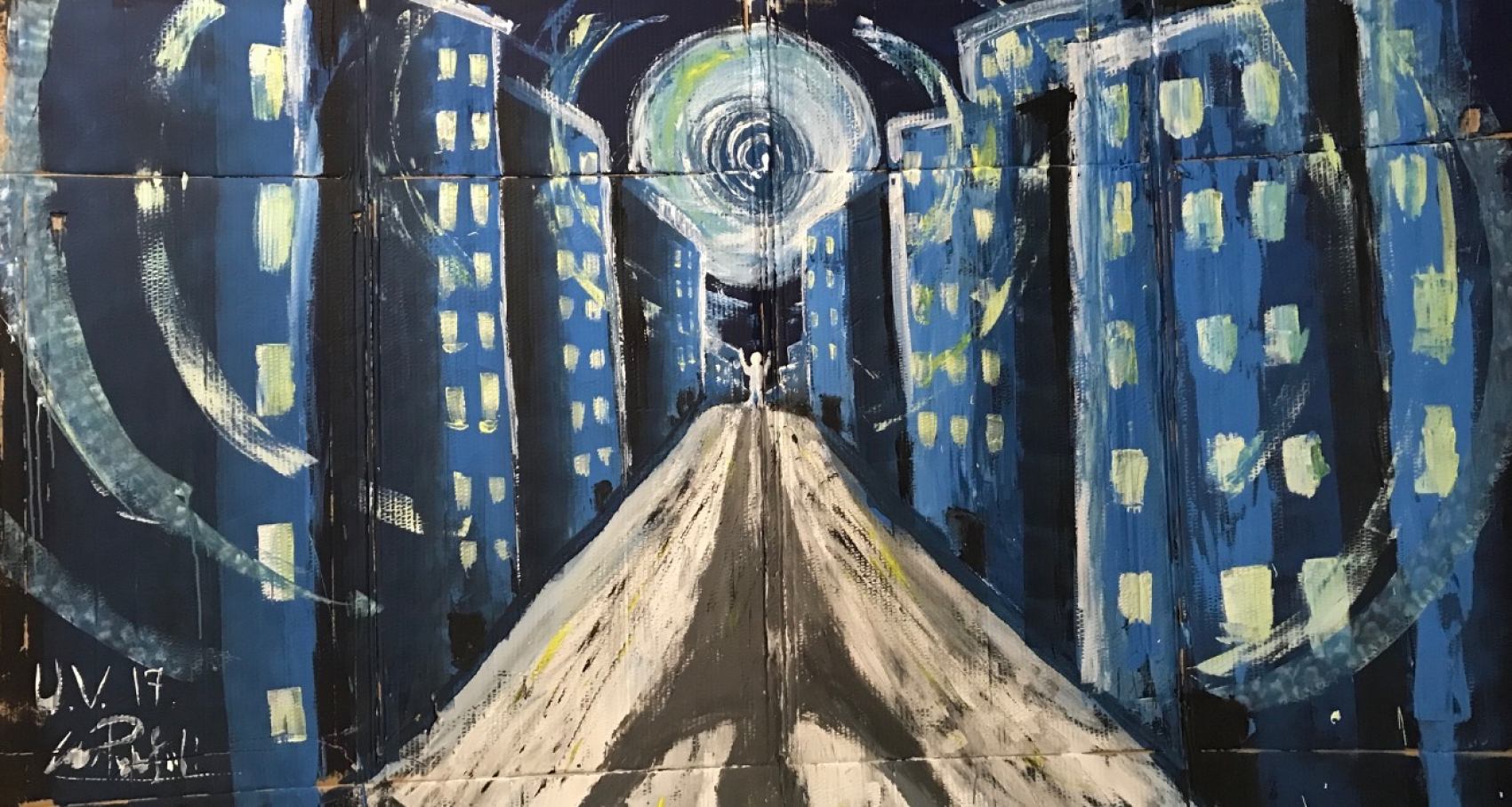 La leggenda di Gulliver visto dalla Luna - 250x158 cm - acrilico su cartone - IconArt