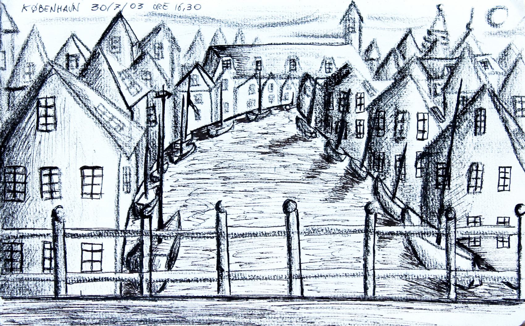 Viaggio verso nord -Copenaghen 15 x 24 cm carboncino su carta