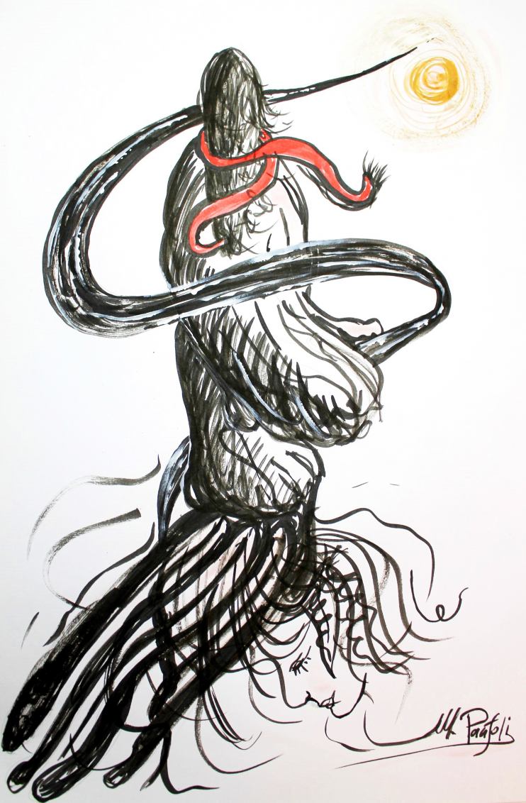 Studio per "Oltre l'ombra del vento" - 28 x 41,5 cm tecnica mista su carta - immagine di copertina del libro di poesie di Roberto Colonnelli