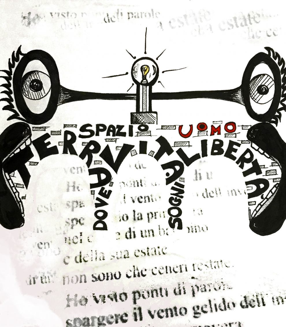 Dietro lo specchio - 19,5 x 30 cm - China e trasferimento a solvente su carta