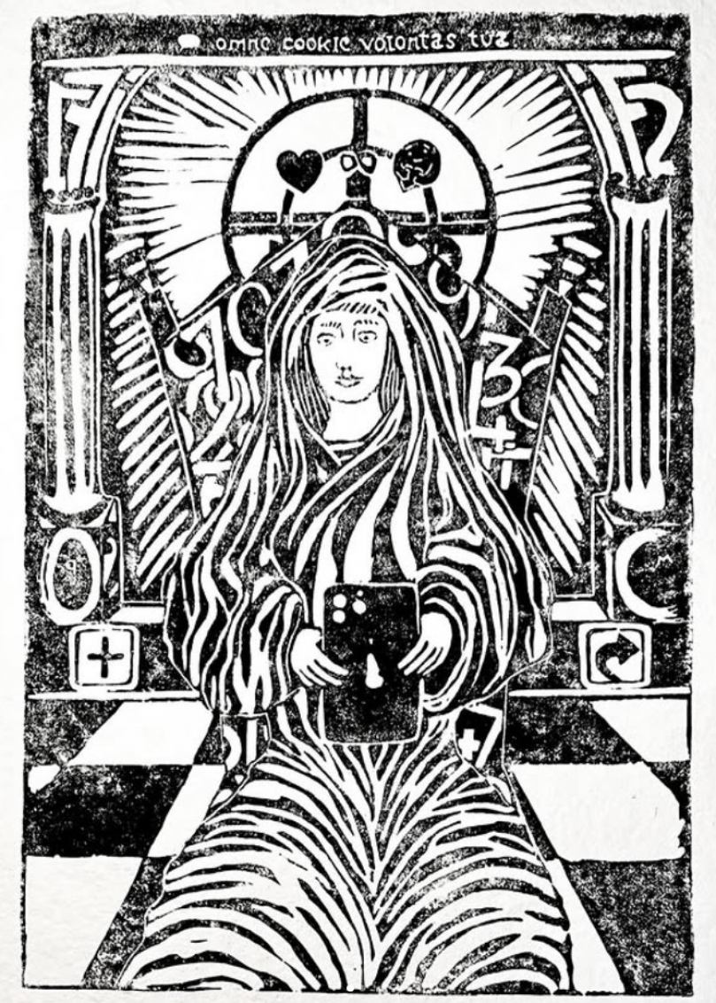 The new religion_ 29,7x42 cm, stampa in linoleum su carta_IconArt