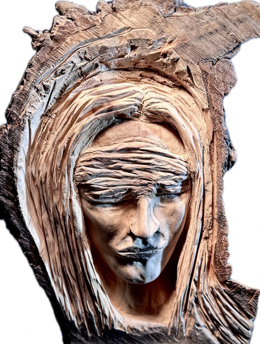 custode del tempo - 23x13x41 cm, scultura su legno di cedro_Iconart